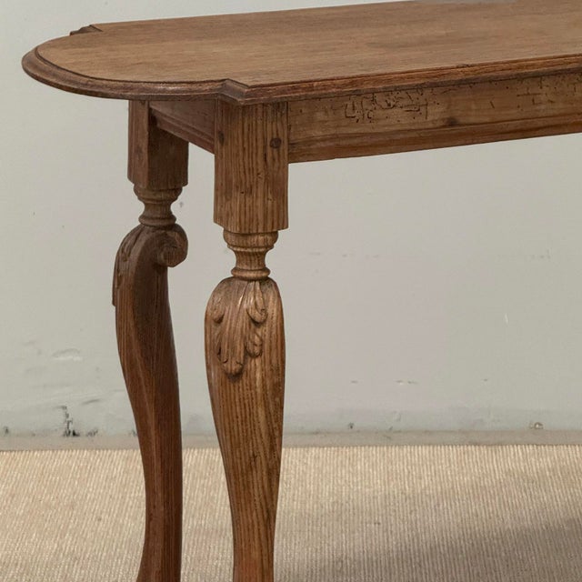18th Century French Hand-Carved Side Table in Stripped Oak For Sale - Image 4 of 18