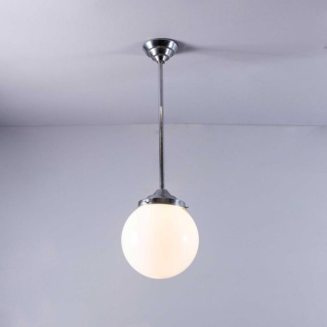 1950s French Tabac Opal Glass Pendant Lamp, 1950s For Sale - Image 5 of 11