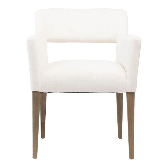 White Mid-Century Style Dining Arm Chair For Sale