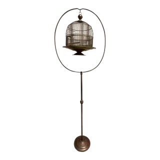 1930s Hanging Bird Cage Made Brass For Sale