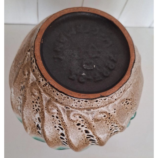 Vintage Beige-Brown-Green Glazed Ceramic Jug Vase from Carstens, 1970s For Sale - Image 4 of 5