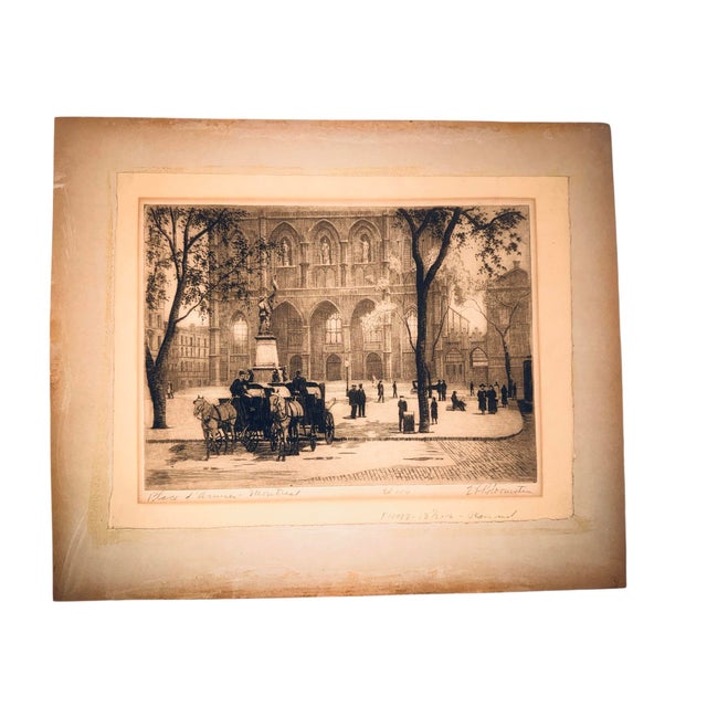 Signed Edgar L. Bloomster Etching “Place D’Armes – Montréal” | Limited Edition No. 100/100 | C. 1920 For Sale In Chicago - Image 6 of 7