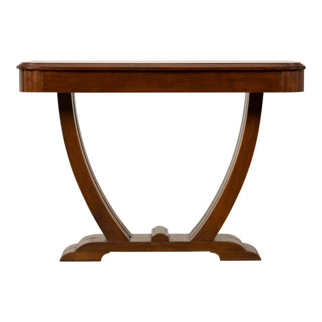 1930s French Art Deco Walnut Console Table For Sale
