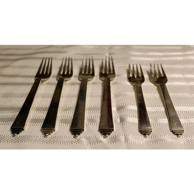 Art Nouveau Georg Jensen Sterling Silver Forks Pyramid Set - Set of 6 For Sale - Image 3 of 5