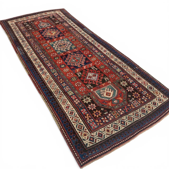 Tribal Rare Antique Kazak Runner | Tribal Medallions & Animal Motifs | 3x8 For Sale - Image 3 of 5