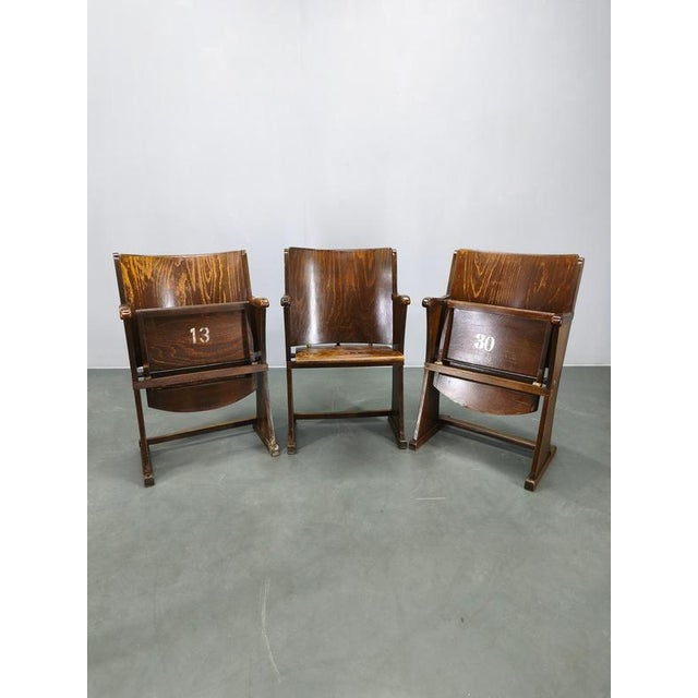 Vintage Cinema Chair in Beech, 1950s For Sale - Image 9 of 13