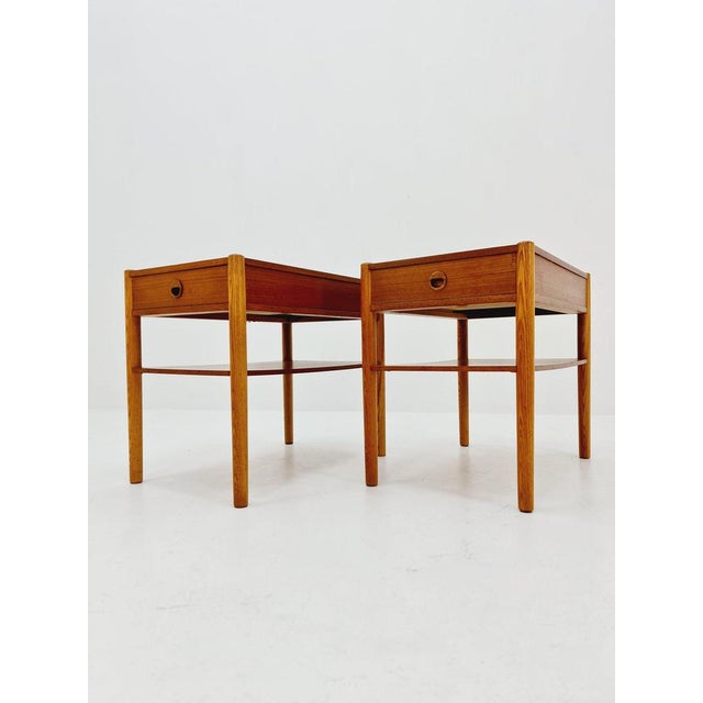 Mid-Century Danish Teak and Oak Bedside Tables, 1960s, Set of 2 For Sale - Image 9 of 12