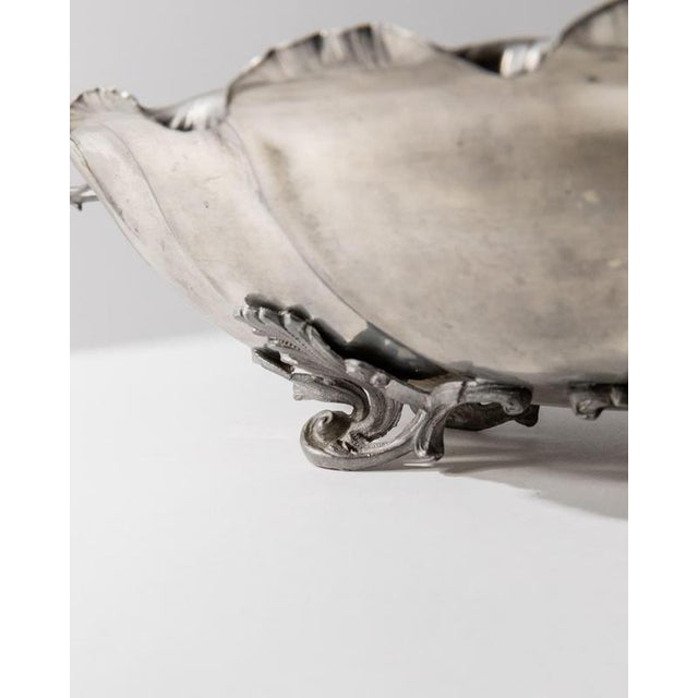 Large Vintage Pewter Centerpiece Bowl, 1940s For Sale - Image 4 of 11
