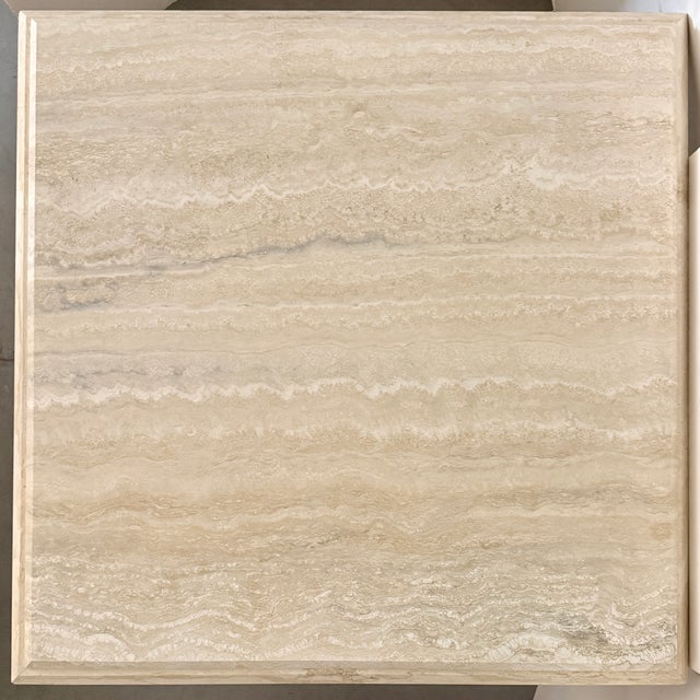 1990s Italian Modernist Travertine Game Table For Sale - Image 5 of 8