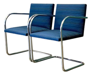 Vintage Midcentury Knoll Tubular Brno Chairs - A Pair