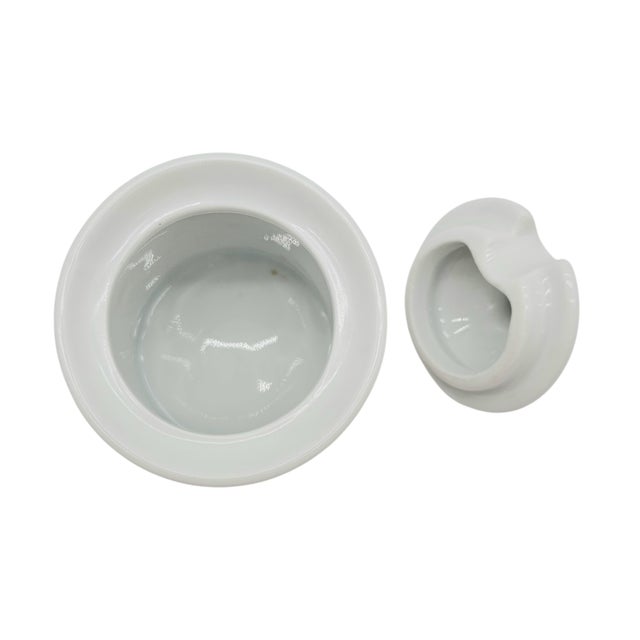 Apilco White Porcelain Mustard Pot With Lid — Williams Sonoma French Tableware For Sale - Image 4 of 7