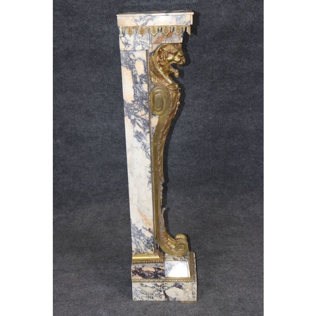 19th C French Regency Style Breche Violet Marble and Bronze Pedestal For Sale In Philadelphia - Image 6 of 17