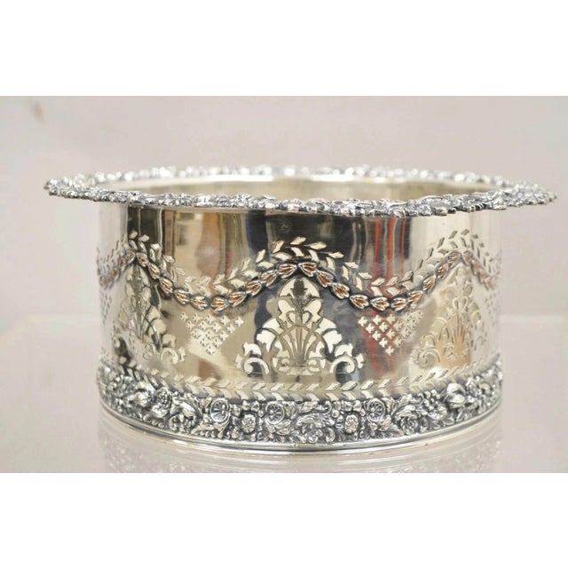 Victorian Antique English Sheffield Sterling Silver Mounted Champagne Wine Bottle Coaster For Sale - Image 3 of 13