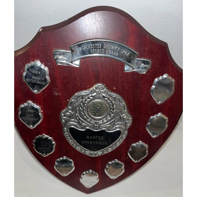 Winchester District Spaa Sports Award 2008-2013 Wood & Silver English Trophy Plaque for Master Sportsman For Sale - Image 4 of 12