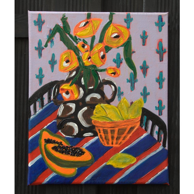 Textile Natalia Vypritskaia, Citrus Morning, Acrylic on Canvas For Sale - Image 7 of 7