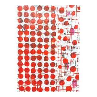 "Red Carousel" Contemporary Abstract Mixed-Media Drawing For Sale
