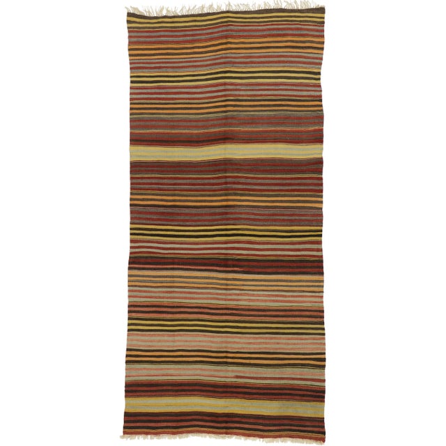 Vintage Turkish Striped Kilim Rug - 04'11 X 10'08 For Sale - Image 10 of 10