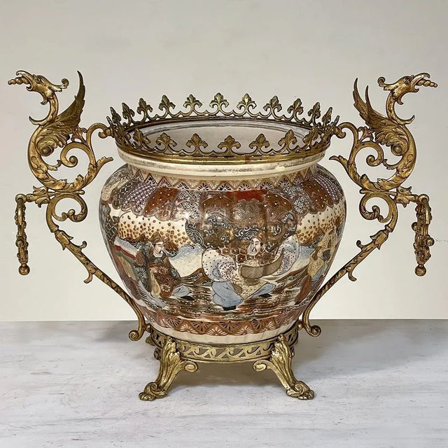 19th Century Bronze Mounted Satsuma Jardiniere is a splendidly preserved artifact from a wonderful period in French...