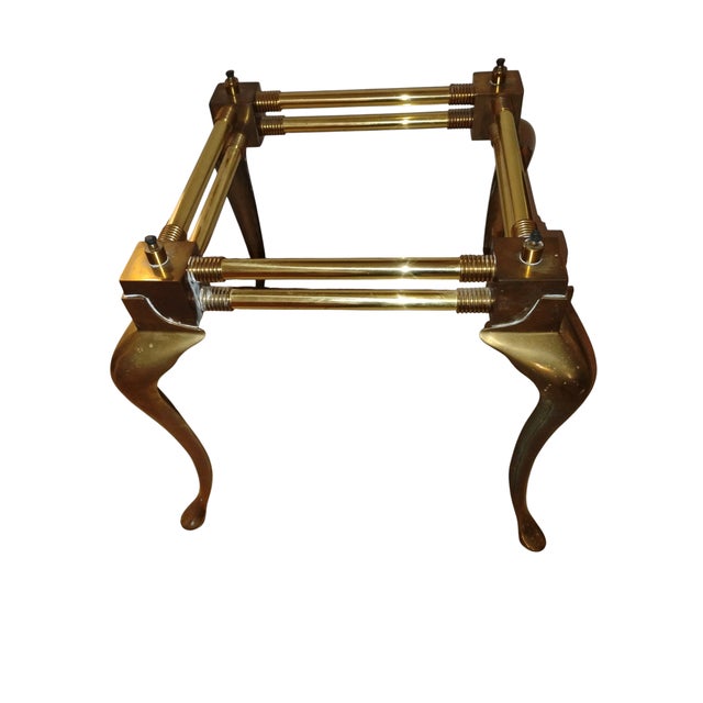 Glass Exquisite 1960 Vintage Brass and Glass Table in the Sophisticated Hollywood Regency Style by LaBarge For Sale - Image 7 of 12