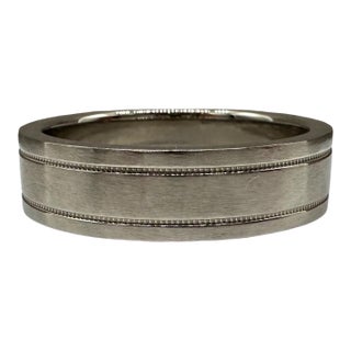 Designer Tiffany Together Platinum Double Milgrain Ring Size 10.25 For Sale