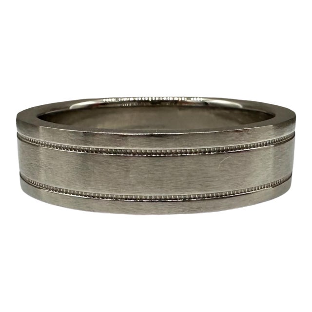 Designer Tiffany Together Platinum Double Milgrain Ring Size 10.25 For Sale