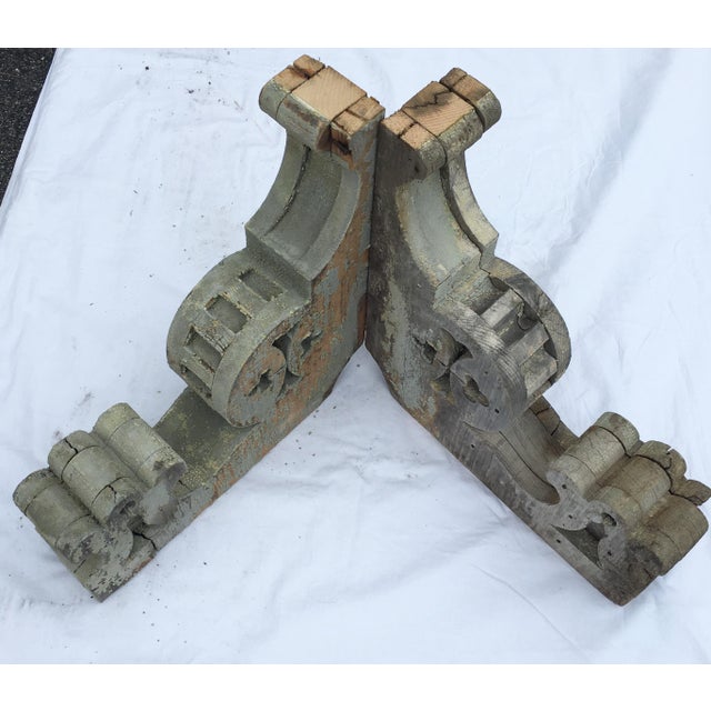 Weathered Wooden Corbels - A Pair For Sale - Image 4 of 6