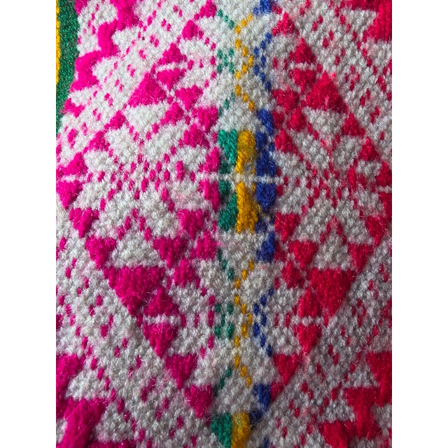 2000 - 2009 Antique Andean Folk Art Textile – Handwoven Geometric Pattern With Multicolor Fringe For Sale - Image 5 of 6