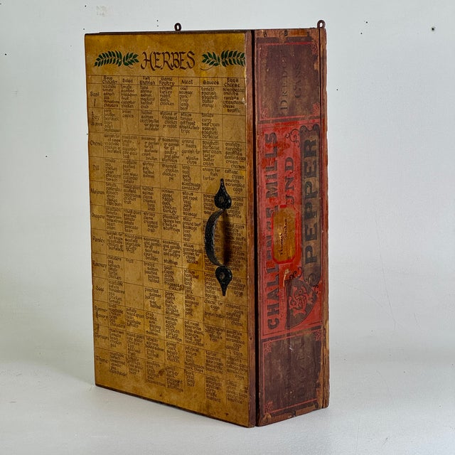 Vintage Primitive Wood Cupboard With Herbes Menu For Sale - Image 4 of 8