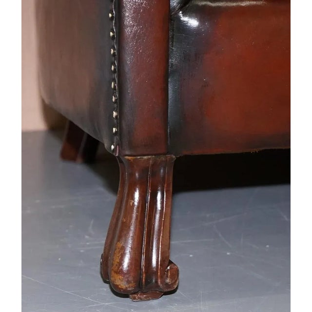 Set of Huge Victorian Brown Leather Barrel Back Suite Sofa Set, 1860s For Sale - Image 9 of 18