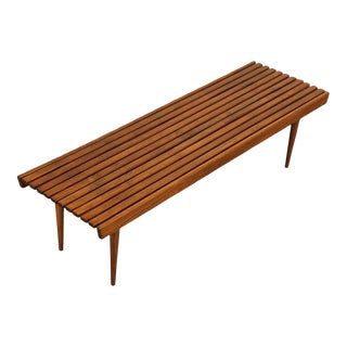 1960s Mid-Century Modern 60 inch Slatted Bench For Sale