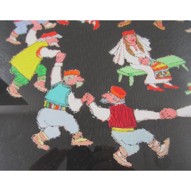 1960s Lithograph Print by Jovan Obican Titled "Jewish Wedding" Framed Signed For Sale In Miami - Image 6 of 10