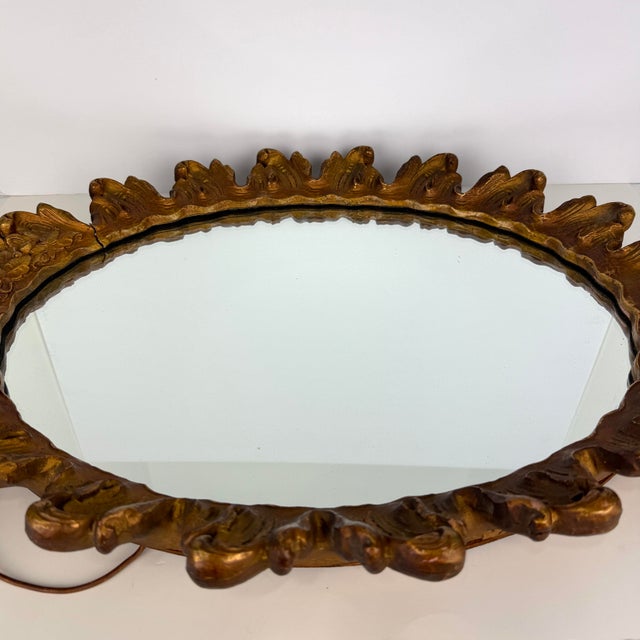 Bronze Circa 1930 Wood & Gesso Foliate Sunburst Mirror - 19.5” X 25” For Sale - Image 8 of 12