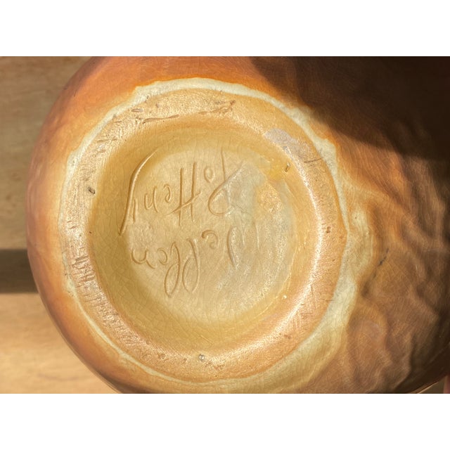 Orange 1930s Weller Pottery Muted Orange/Tangerine Bowl With Interior Folded Rim For Sale - Image 8 of 10