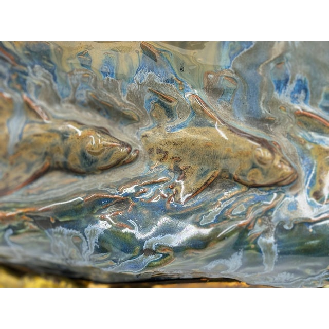 Planter with Newt Swimming Among Fish on a Bronze and Gilded Brass Base, Late 19th Century For Sale - Image 5 of 10