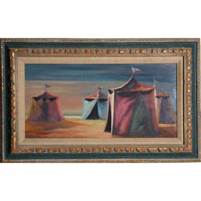 Philippe Alfieri, Circus Tents, Oil on Canvas, Signed l.l. For Sale