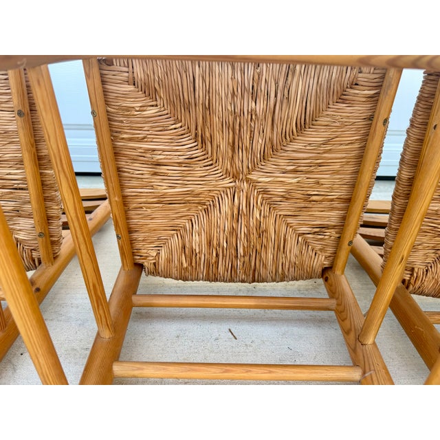 Mid 20th Century Set of 6 Ladder Back Shaker Farm House Chairs With Rush Seats For Sale - Image 16 of 17