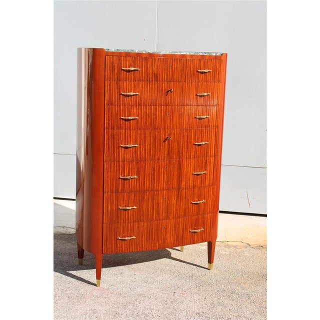 Metal Chest of Drawers with Green Marble and Ducrot Brass by Paolo Buffa, 1950 For Sale - Image 7 of 17