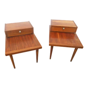 Mid-Century Modern Step Side Table / Nightstands by American of Martinsville- Pair