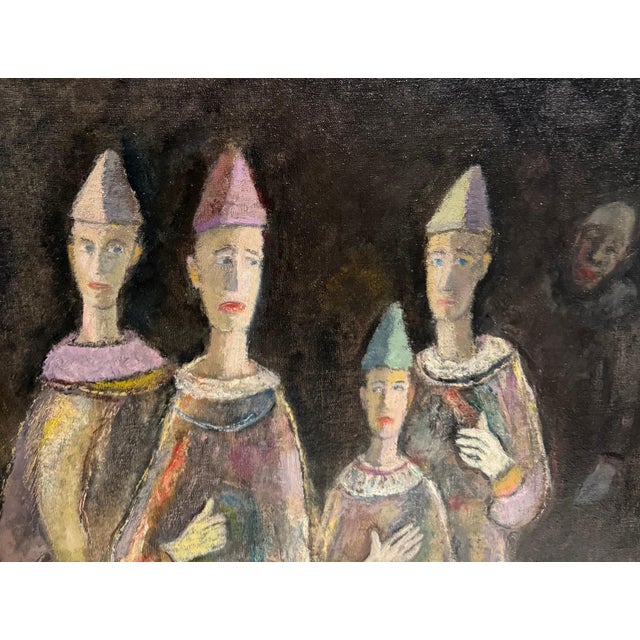 Samuel Brecher, Samuel Brecher Wpa Artist Mid Century Mod Modernist Oil Painting Circus Clowns For Sale - Image 15 of 18