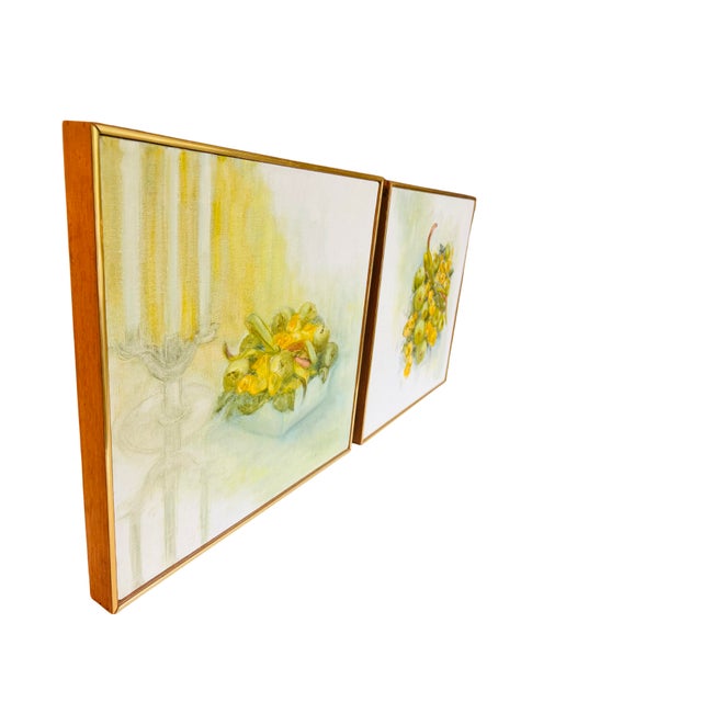Mid 20th Century Signed Dorothy Malan Original Floral Still Life Paintings – Matched Pair | Michigan Artist | Vintage Impressionist Artwork | Gold & Wood Frames For Sale - Image 5 of 12
