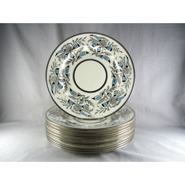 Johnson Brothers Art Deco Silver Blue Dinner Plates Set of 11 Chairish