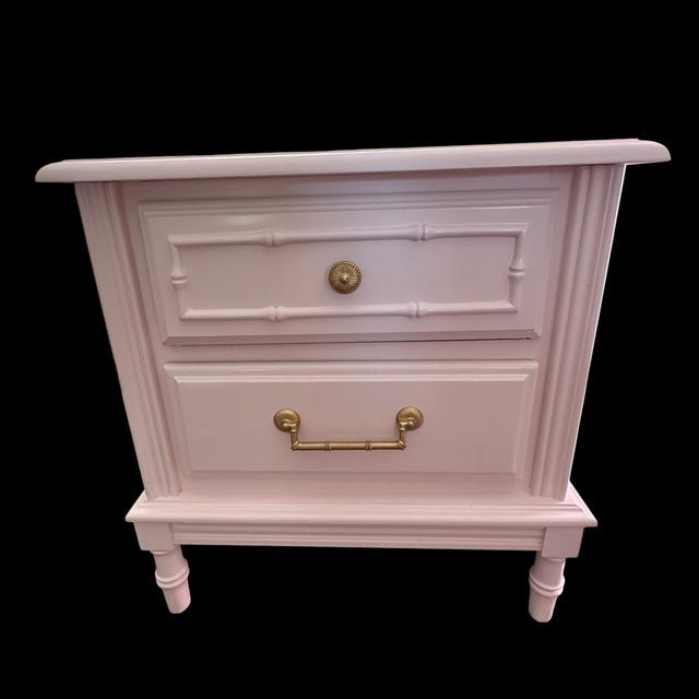 1970s Coastal Faux Bamboo “Wispy Pink” Nighstands - A Pair For Sale In Tampa - Image 6 of 13