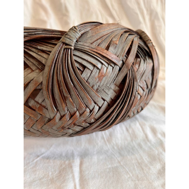 Vintage Japanese Bamboo Ikebana Basket For Sale - Image 4 of 4