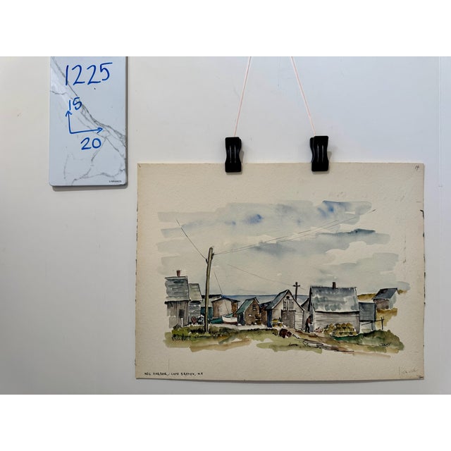 Paper Henry Emil Salloch Original Watercolor on Paper Neil Harbor, Cape Breton Ns. 1953. For Sale - Image 7 of 7