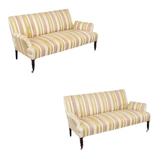 Pair of Silk Stripe Settes by Alan Tanksley For Sale
