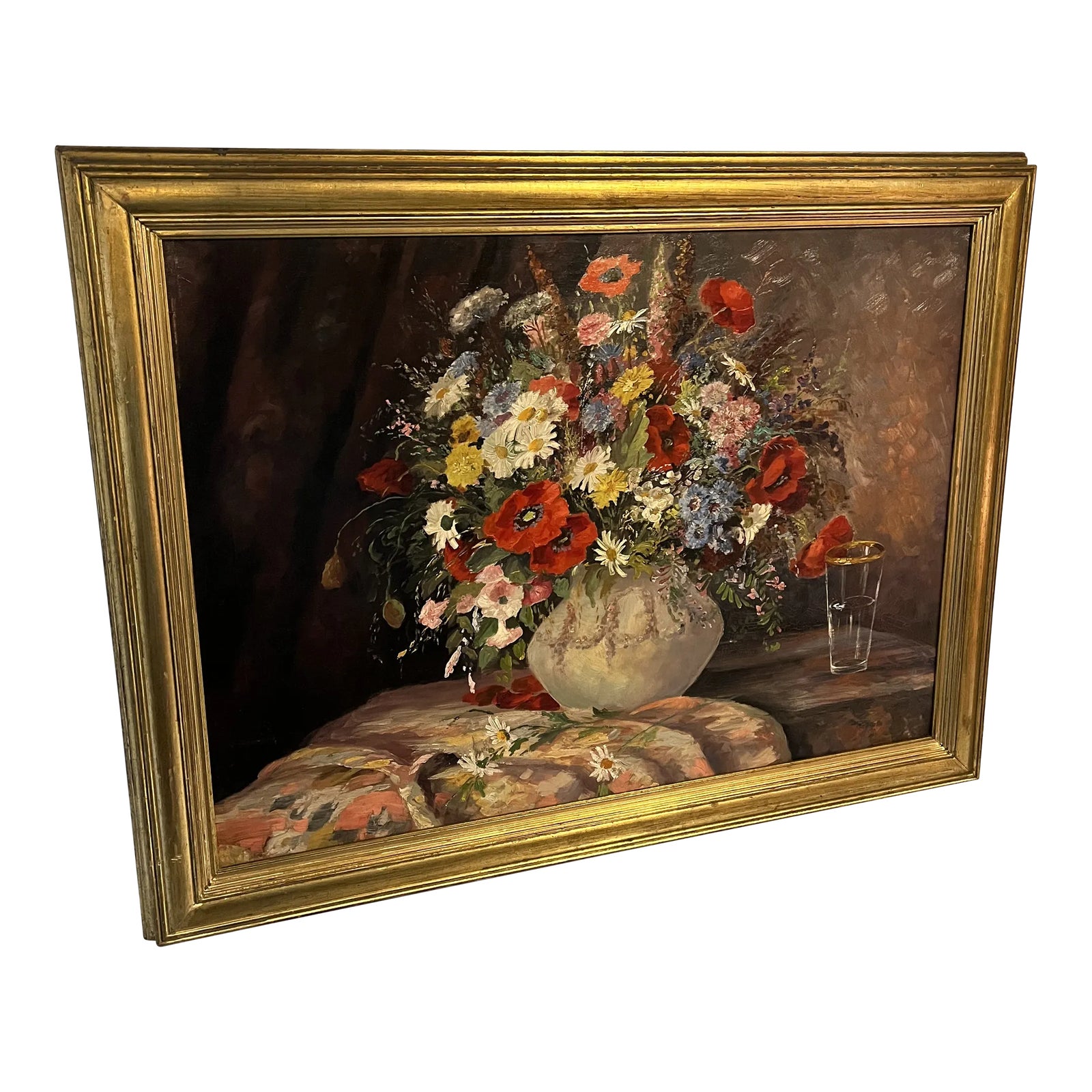 Impressionist Vintage Floral Still Life Oil on Canvas Painting | Chairish