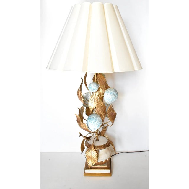 Mid 20th Century Mid-Century Italian Tole Hydrangea Table Lamp For Sale - Image 5 of 13