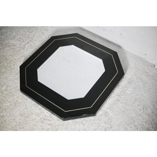 Black Lacquered Wood & Brass Edging Octagonal , 1970s For Sale - Image 12 of 12