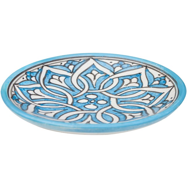 Mid 20th Century Mid 20th Century Blue Moorish-Patterned Ceramic Wall Plate For Sale - Image 5 of 8