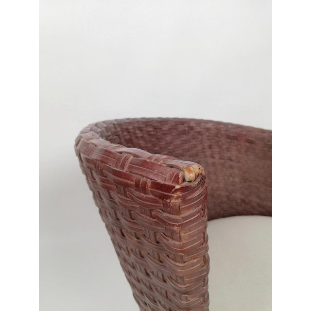 Postmodern Vis À Vis Sofa in Hand-Woven, Leather Wood and Bamboo attributed to Nico Devito, 1980s For Sale - Image 10 of 18